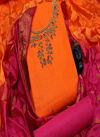 Orange & Pink Festive Wear Cotton South Slub Dress Material 269